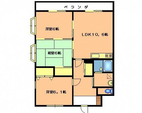 アルカディア竹田(3LDK/1階)の間取り写真