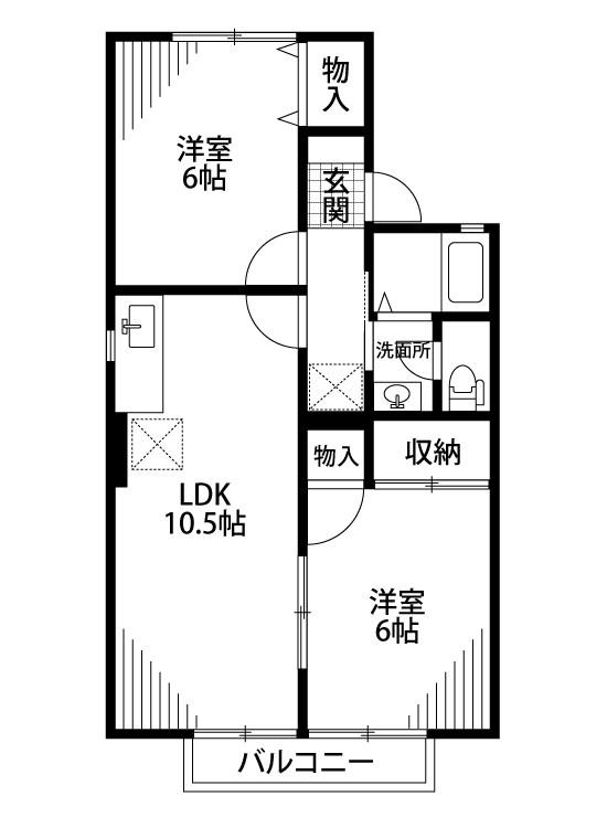 パークタウン新和(2LDK/2階)の間取り写真