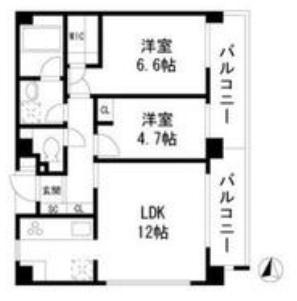 グラディート両国(2LDK/6階)の間取り写真