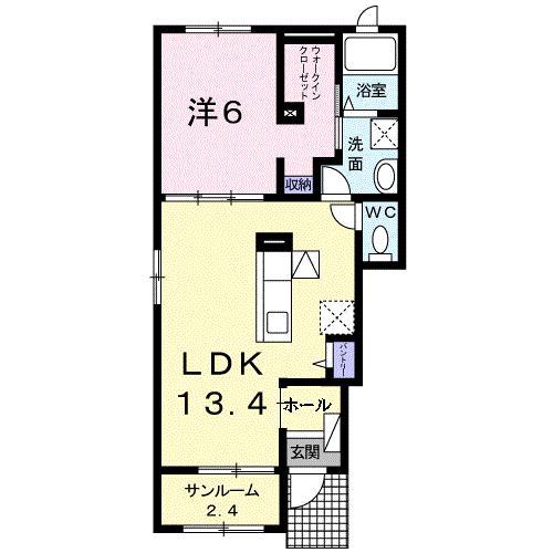 VERDE COLLINA II(1LDK/1階)の間取り写真