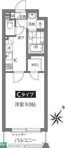 ジョイコート仙川(1K/4階)の間取り写真