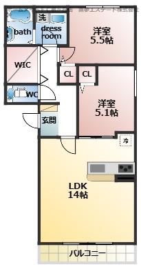 AG COURT(2LDK/2階)の間取り写真