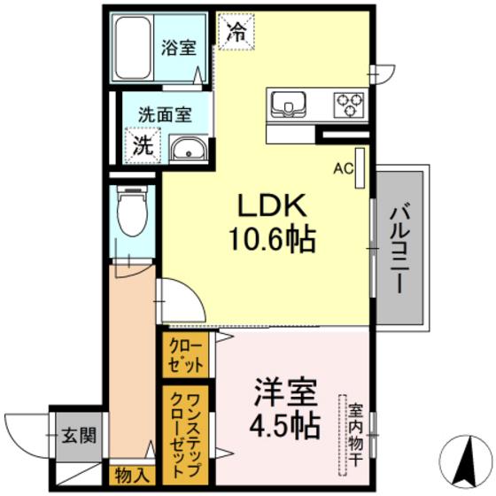 カーサ・アッザレア(1LDK/2階)の間取り写真