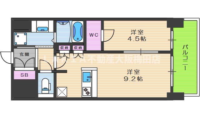 BPRレジデンス新梅田(1LDK/11階)の間取り写真