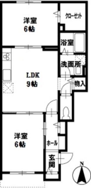 コーポアイリス(2DK/1階)の間取り写真