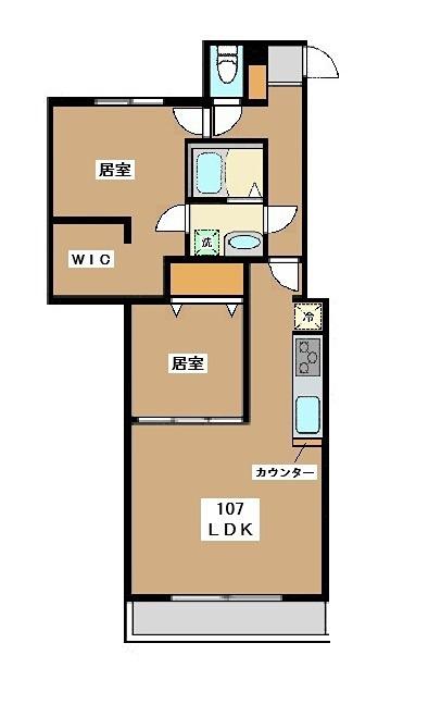 ミリアビタ船橋(2LDK/1階)の間取り写真