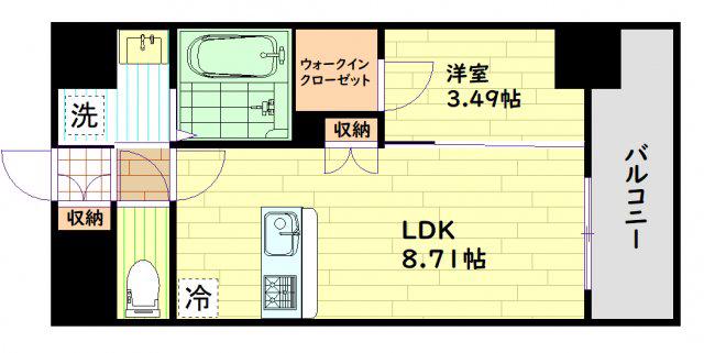 サムティ京橋CLEAR(1LDK/8階)の間取り写真