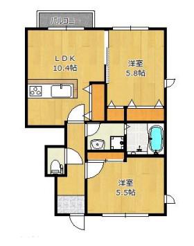 VILLA網干(2LDK/1階)の間取り写真