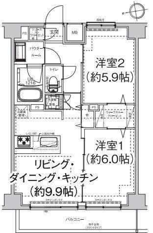 エルフォルテ東日暮里(2LDK/6階)の間取り写真