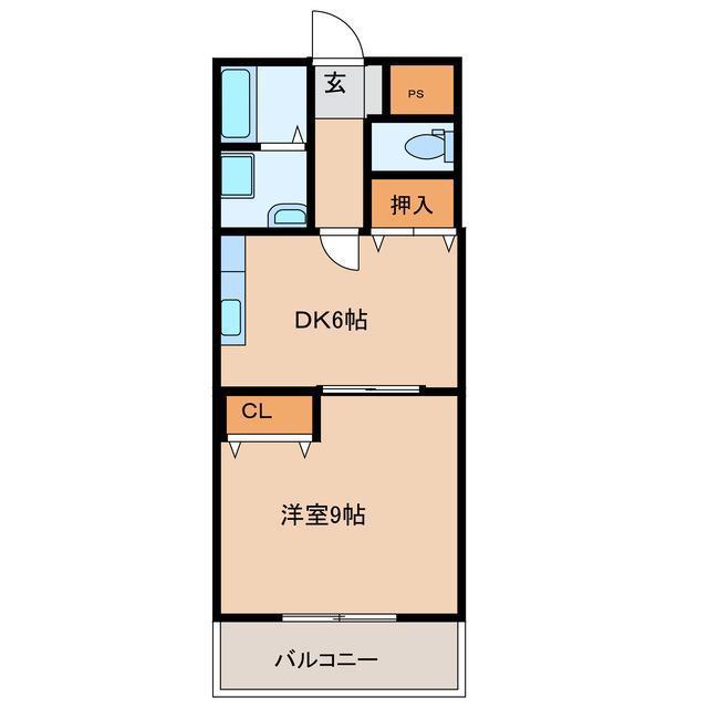 メイプルタウンII(1DK/3階)の間取り写真