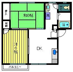 アヴニール池田(2DK/2階)の間取り写真