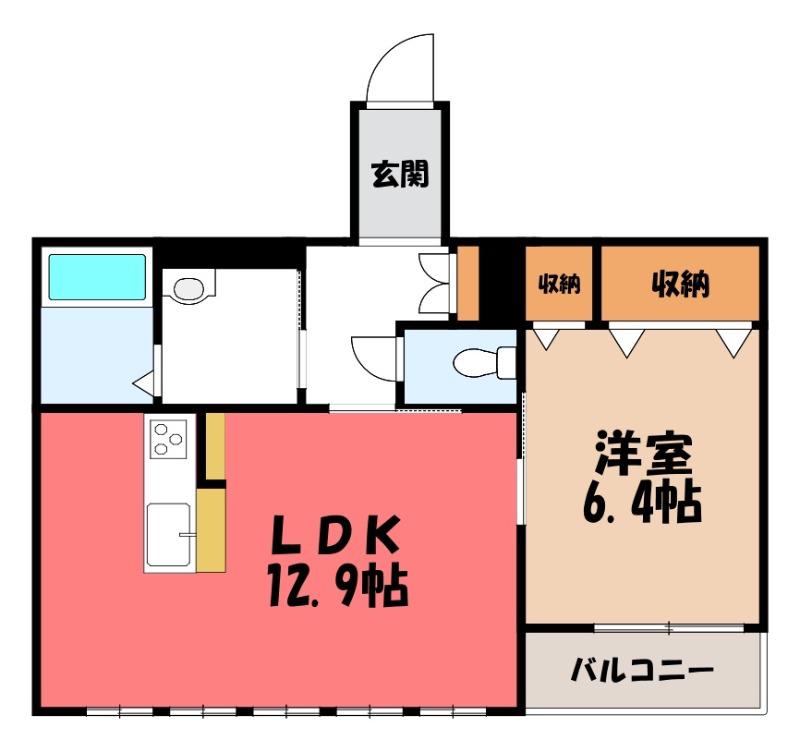 ソラリス(1LDK/2階)の間取り写真