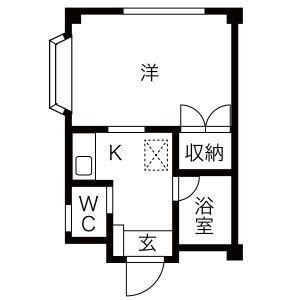 フォンテーヌイン天白(1K/2階)の間取り写真