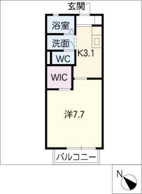アクアガーデン宝 A棟(1K/1階)の間取り写真
