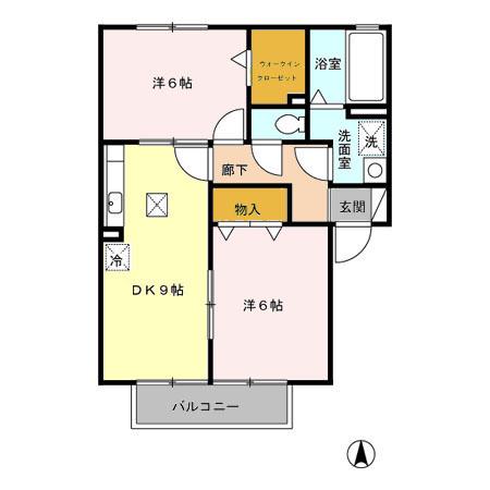 フェスティル雅(2DK/1階)の間取り写真