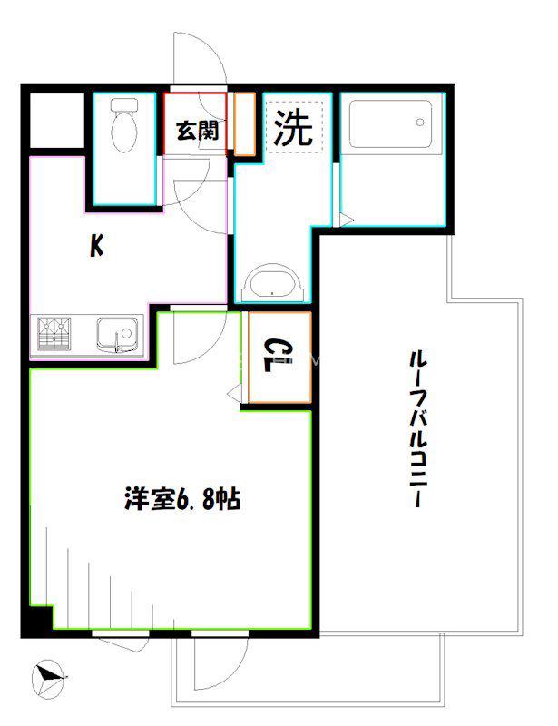 ヒラソル三鷹(1K/4階)の間取り写真