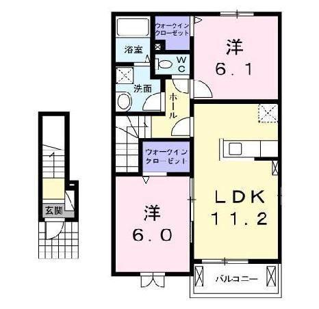 ウィステリア(2LDK/2階)の間取り写真