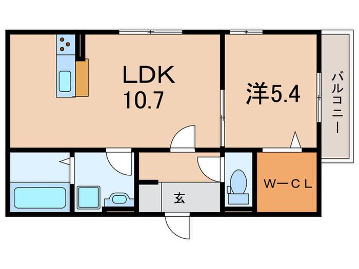 BELLPLAGE魚住(1LDK/3階)の間取り写真