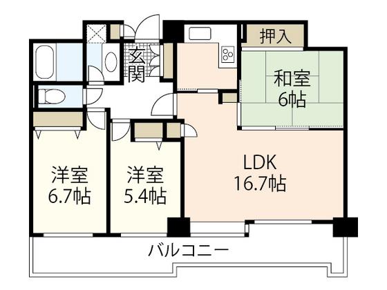 井口台パークヒルズ壱番館(3LDK/8階)の間取り写真