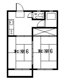 橋口アパート(2K/2階)の間取り写真