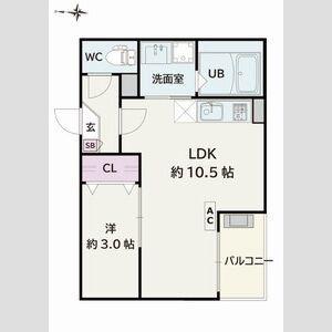 JACK HIGASHIAJIMAI(1LDK/3階)の間取り写真