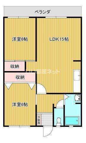 スカイコート大石町NO1(2LDK/4階)の間取り写真