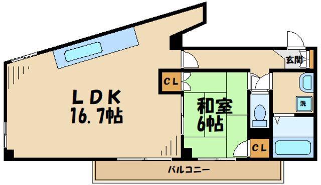 ファミールクレストコート(1LDK/5階)の間取り写真