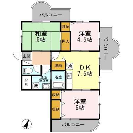 フォーラム北綾瀬(3DK/4階)の間取り写真