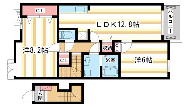 サンリット雅I(2LDK/2階)の間取り写真