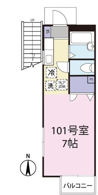 ベルシオン上井草(1K/1階)の間取り写真