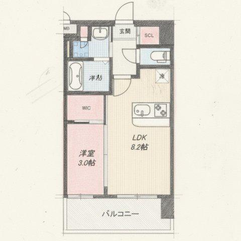 LUXE新大阪Ⅵ(1LDK/9階)の間取り写真