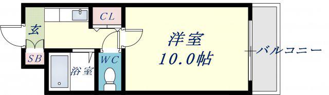 オリエンタル楠根(1K/1階)の間取り写真