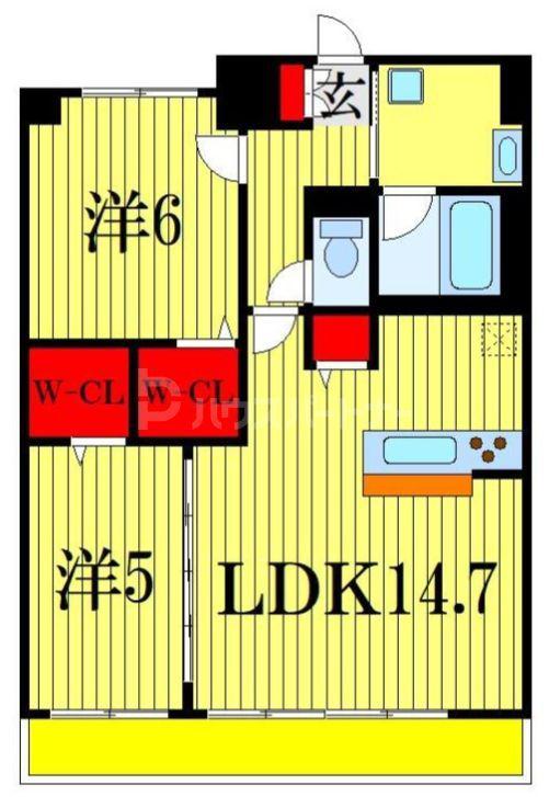 フォルトメゾン鬼高(2LDK/3階)の間取り写真