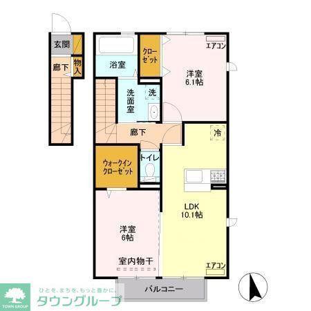サングリーンB(2LDK/2階)の間取り写真
