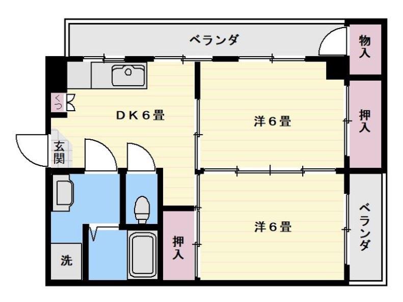 サンコーポ菩提樹(2DK/4階)の間取り写真