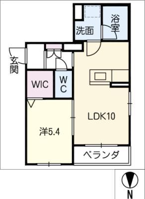 KSQUARE(1LDK/2階)の間取り写真