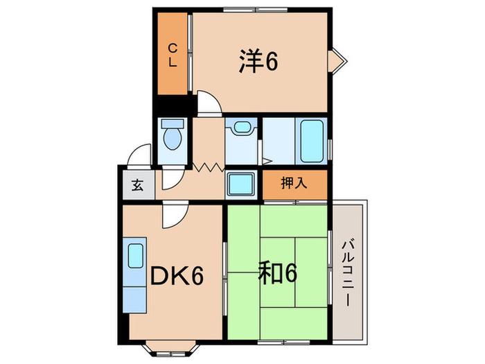 六甲パールハイツ(2DK/1階)の間取り写真