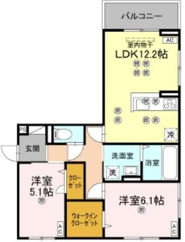 フィオーレガーデン北田宮 A(2LDK/2階)の間取り写真