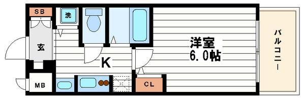 プレサンス谷町アルファ(1K/5階)の間取り写真