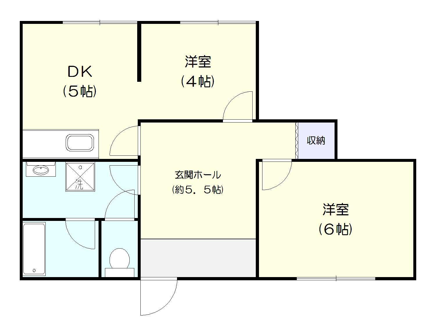 モンステラ鴨川(2DK/2階)の間取り写真