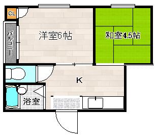 下木田マンション(2DK/2階)の間取り写真