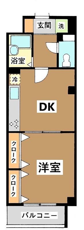 ブランニュー向山(1DK/2階)の間取り写真