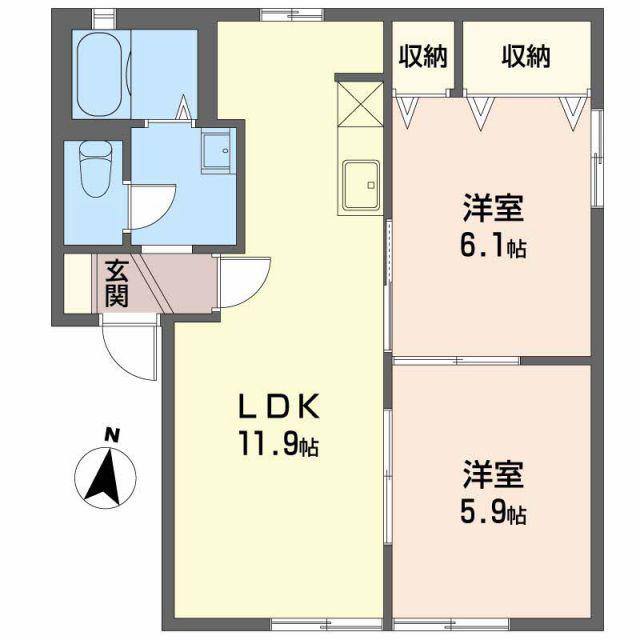 フォーレスオカベ(2LDK/1階)の間取り写真