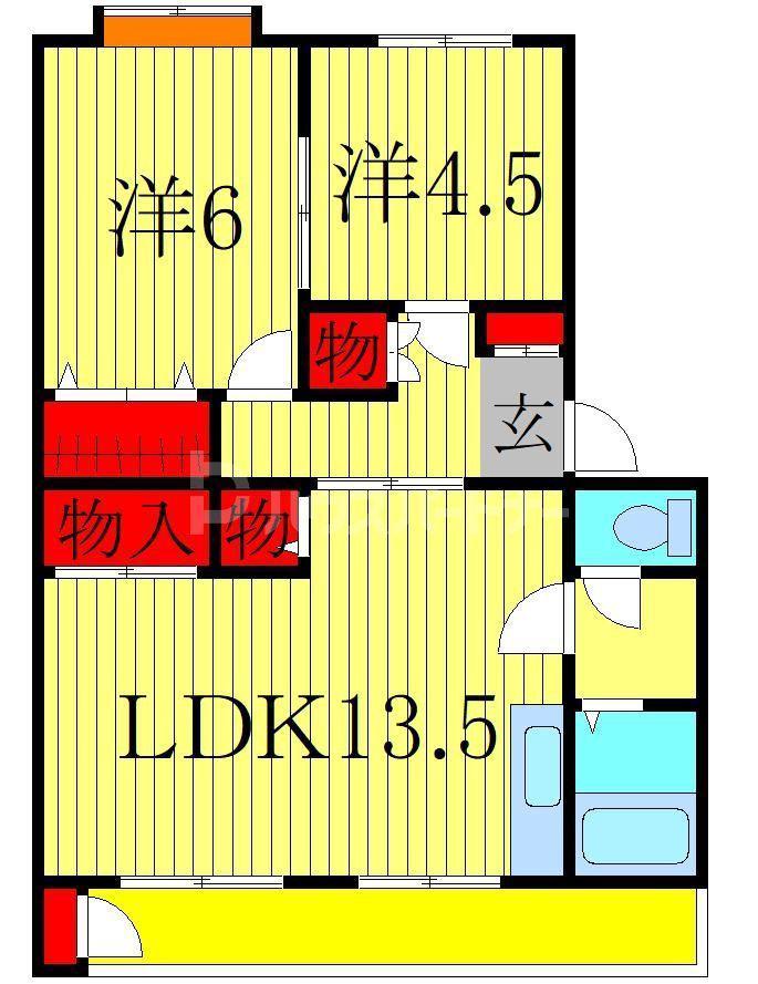 あびこハイマート(2LDK/3階)の間取り写真
