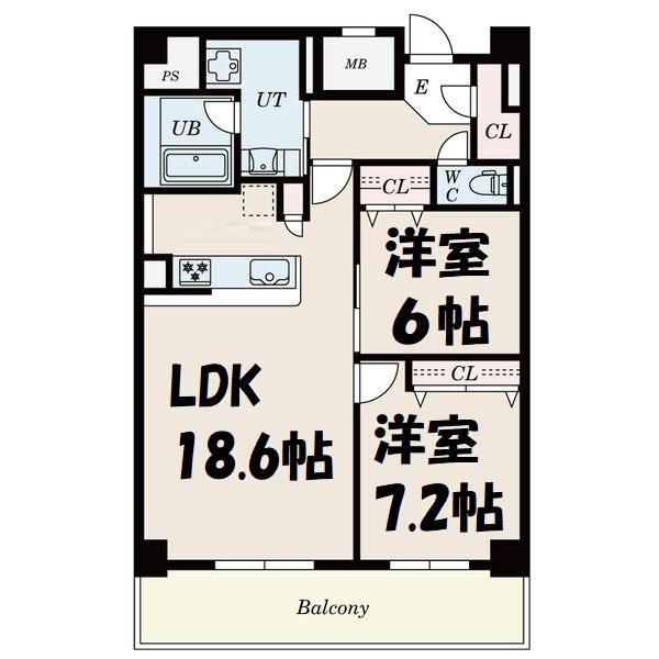 アーバンパーク日吉(2LDK/9階)の間取り写真
