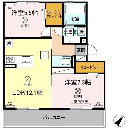 GLANZ.KII(2LDK/1階)の間取り写真
