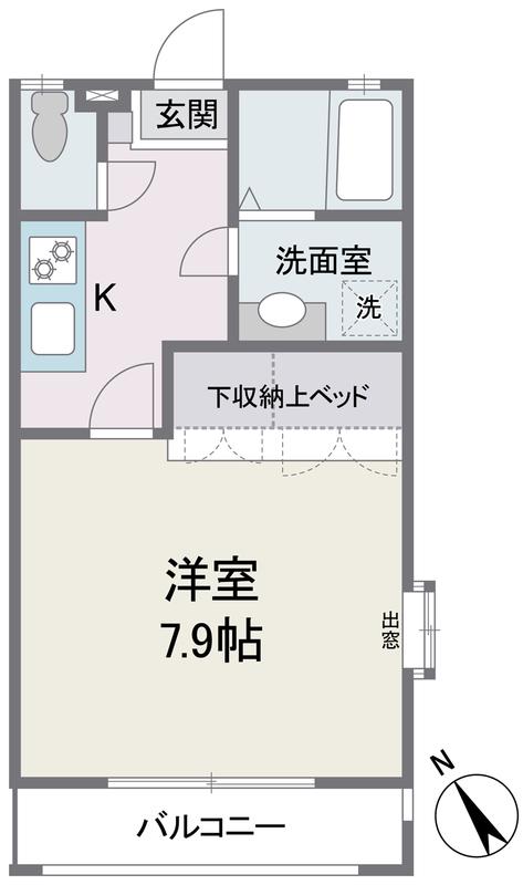 タウンハウスビレッジ(1K/1階)の間取り写真