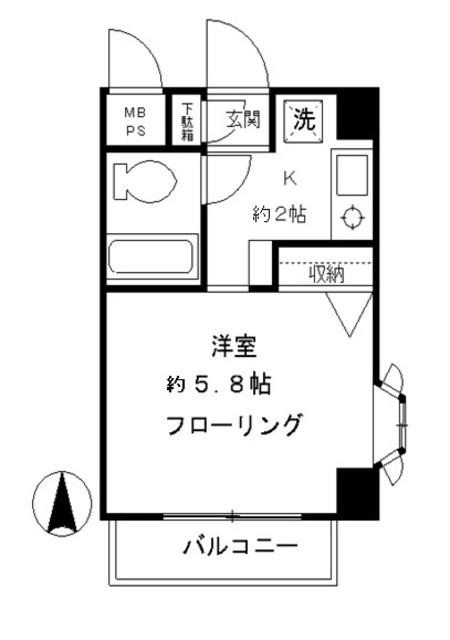エトワール桜新町(1K/2階)の間取り写真