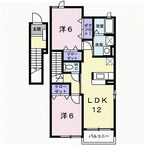 シャルマンコート(2LDK/2階)の間取り写真