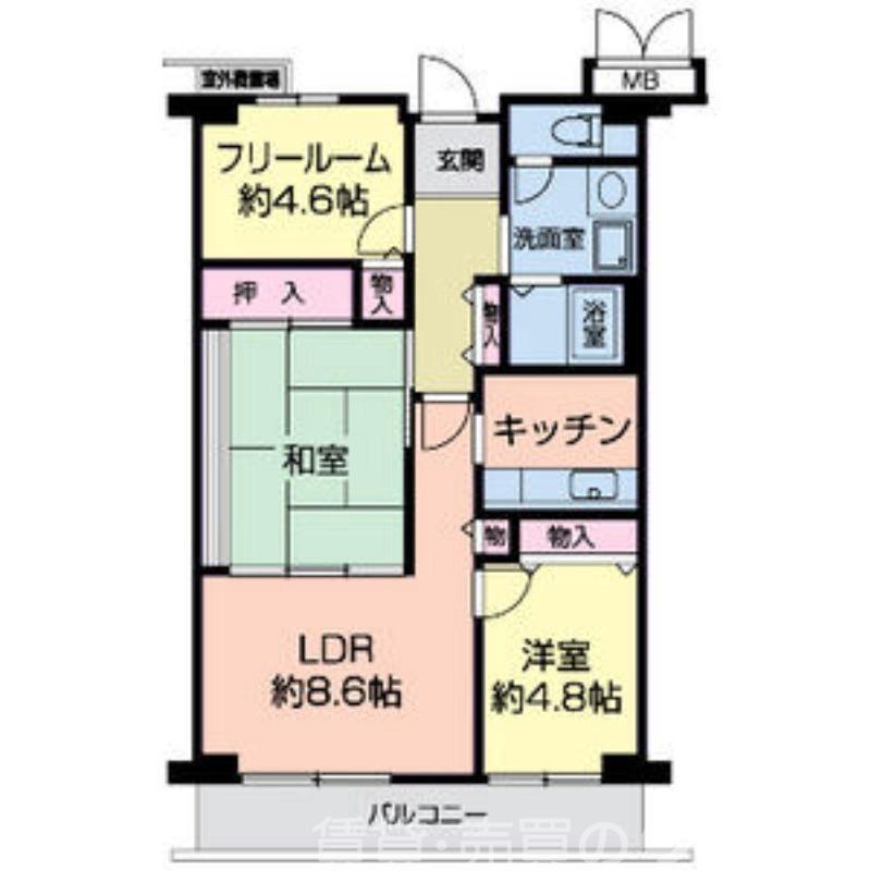 ラ・シーム・フルール石津(3LDK/3階)の間取り写真